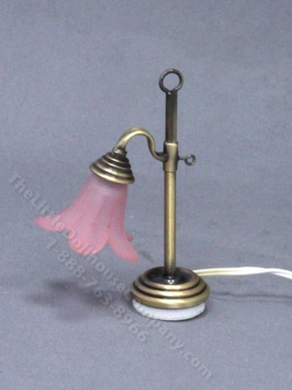(image for) Miniature Pink Tulip Lamp, 12V, Antique Brass