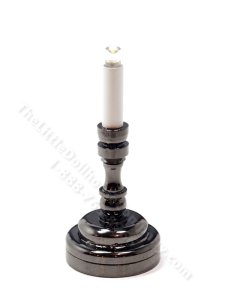 (image for) Miniature Dark Pewter LED Battery Candlestick Table Lamp with Wand for Dollhouses