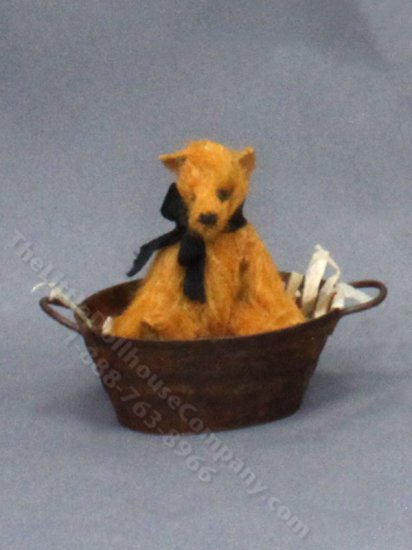 (image for) Miniature Blonde Stuffed Bear in a Tub by Betty Miniature