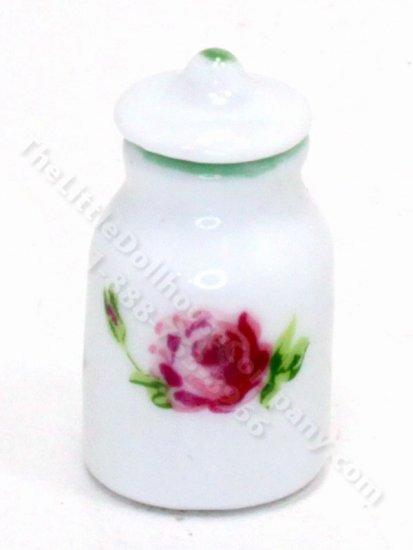 (image for) Miniature Ceramic Rose Jar for Dollhouses