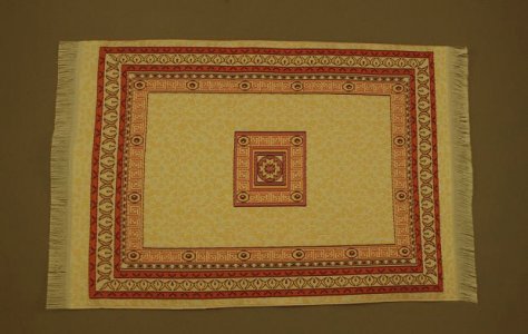 (image for) Dollhouse Miniature Red, Pink and Gold Tones Carpet with Runner