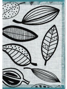 (image for) Miniature Black and White Leaf Pattern Rug for Dollhouses - Big