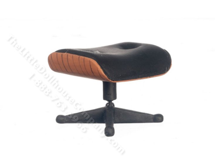 (image for) Miniature Black Leather Ottoman for Dollhouses