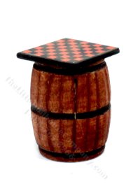 (image for) Vintage Miniature Checkerboard On Barrel for Dollhouses