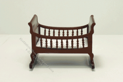 (image for) Miniature Walnut Lincoln Cradle for Dollhouses