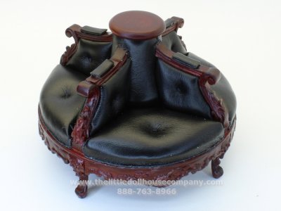 (image for) Miniature Round Mahogany & Leather Conversation Chair