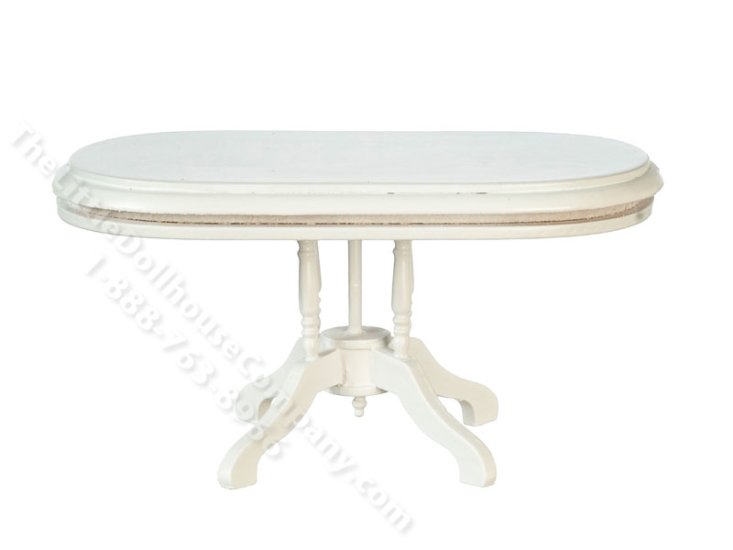 (image for) Miniature White Oval Dining Table for Dollhouses