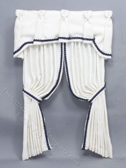 (image for) Miniature White Drapes and Valance for Dollhouses