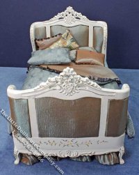 (image for) Miniature Brown & Blue Colour Changing Bed for Dollhouses