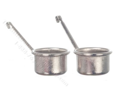 (image for) Miniature Pair of Silver Pots for Dollhouses