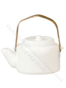 (image for) Dollhouse Scale Model White Enamelware Teapot