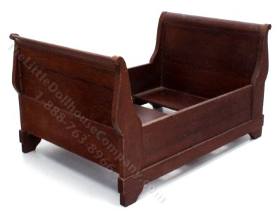 (image for) Miniature Handmade Mahogany Sleigh Bed for Dollhouses