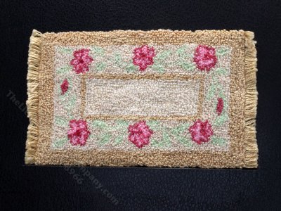 (image for) Miniature Beige Floral Bunka Rug for Dollhouses