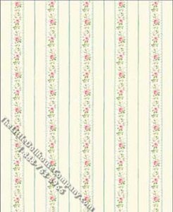 (image for) Cottage Floral Stripe Pattern Miniature Wallpaper for Dollhouses