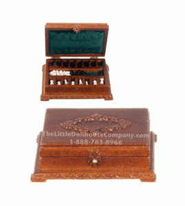 (image for) Miniature Chess Box With Chess Set for Dollhouse