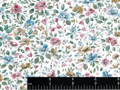 (image for) Blue, Brown and Pink Floral Miniature Wallpaper for Dollhouses