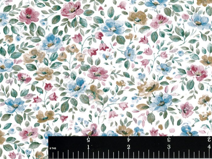 (image for) Blue, Brown and Pink Floral Miniature Wallpaper for Dollhouses
