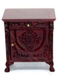 (image for) Miniature Carved Mahogany Nightstand for Dollhouses