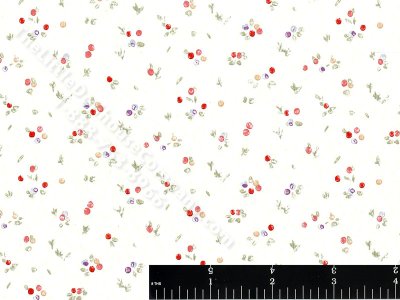 (image for) Cherries on Damask Miniature Wallpaper for Dollhouses