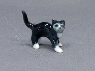(image for) Miniature Tuxedo Cat Kitten Statuette for Dollhouses