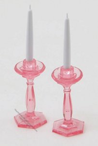 (image for) Miniature Pink Candlesticks For Dollhouses