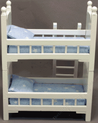 (image for) Miniature White Kid's Bunk Bed with Blue Star Bedding