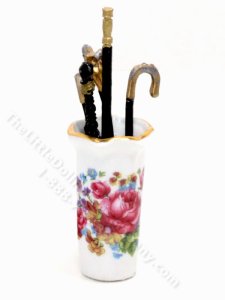 (image for) Miniature Porcelain Umbrella and Cane Stand for Dollhouses