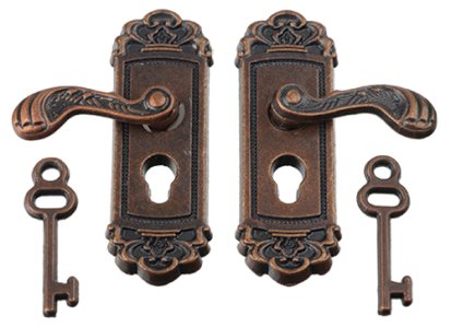 (image for) Dark Brass Lock and Key Set, for Dollhouses 2/pkg