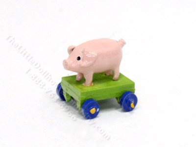 (image for) Handmade Miniature Pig Pull Toy for Dollhouses