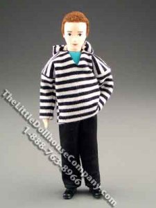 (image for) Peter Man Doll in Striped Hoodie by Erna Meyer for Dollhouses