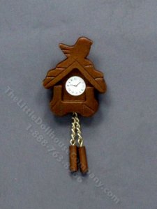 (image for) Miniature Walnut Cuckoo Clock for Dollhouses