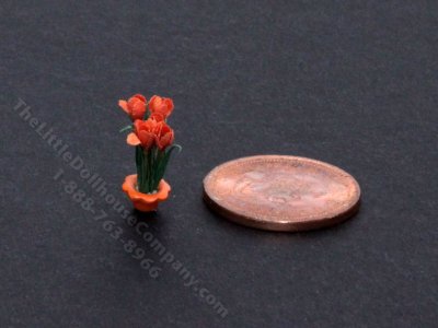 (image for) Handmade Miniature 1/4 Scale Red Flowers for Dollhouses