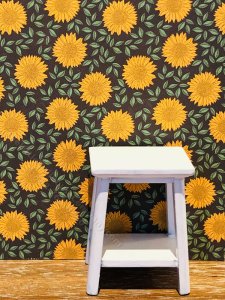 (image for) Dollhouse Scale Model Wallpaper - Sunflower - 3pc Set