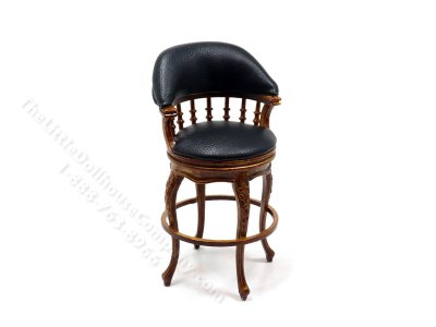 (image for) Miniature Black Leather Bar Stool for Dollhouses