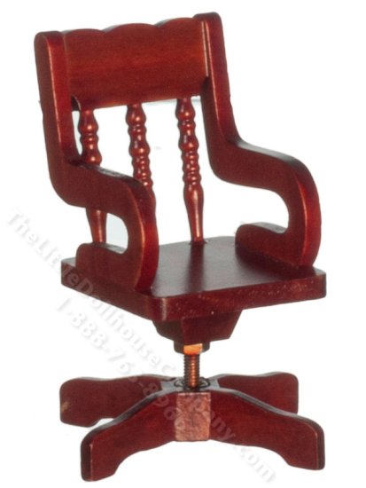 (image for) Miniature Mahogany Swivel Desk Chair for Dollhouses