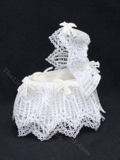 (image for) Dollhouse Miniature White Lace Victorian Bassinet