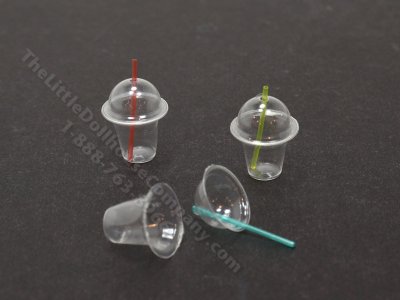 (image for) Miniature Plastic Cup w/ Lid & Straw for Dollhouses