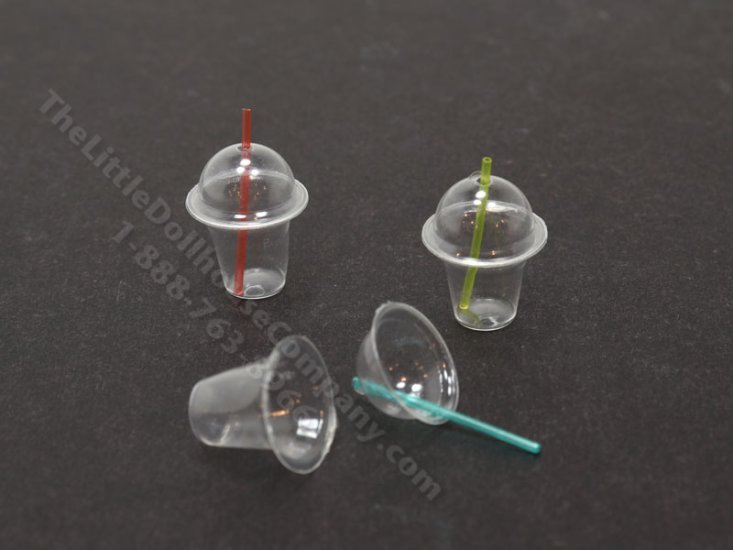 (image for) Miniature Plastic Cup w/ Lid & Straw for Dollhouses