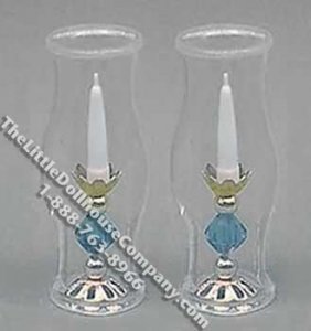 (image for) Miniature Candlestick with Hurricane Shade for Dollhouses (2/pk)