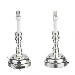 (image for) Miniature LED Silver Candlesticks For Dollhouses