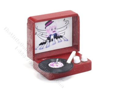 (image for) Miniature Red Record Player for Dollhouses