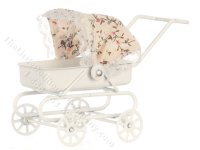 (image for) Miniature White Baby Carriage for Dollhouses
