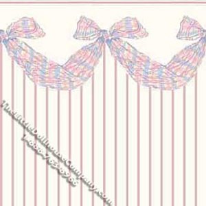 (image for) Pink Swag & Stripe Pattern Miniature Wallpaper for Dollhouses