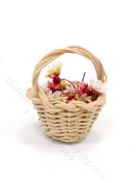 (image for) Miniature Basket of Dried Flowers for Dollhouses