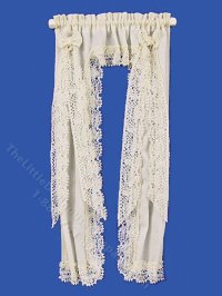(image for) Miniature Victorian Priscilla Curtains for Dollhouses - Ecru
