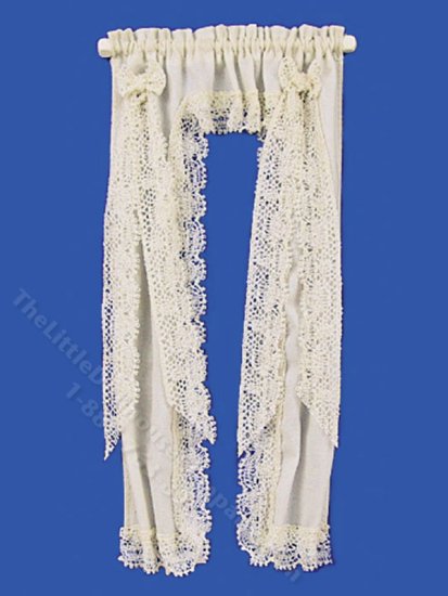 (image for) Miniature Victorian Priscilla Curtains for Dollhouses - Ecru
