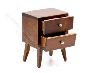 (image for) Miniature 2-Drawer Stand for Dollhouses - Walnut