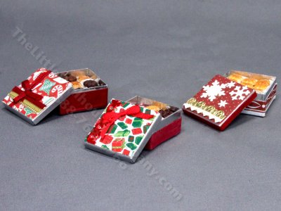 (image for) Handmade Dollhouse Miniature Tin of Christmas Cookies
