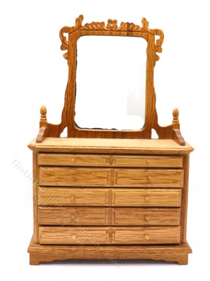 (image for) Miniature As-Is Oak Dresser with Mirror