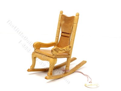 (image for) Vintage Miniature Oak Rocking Chair for Dollhouses